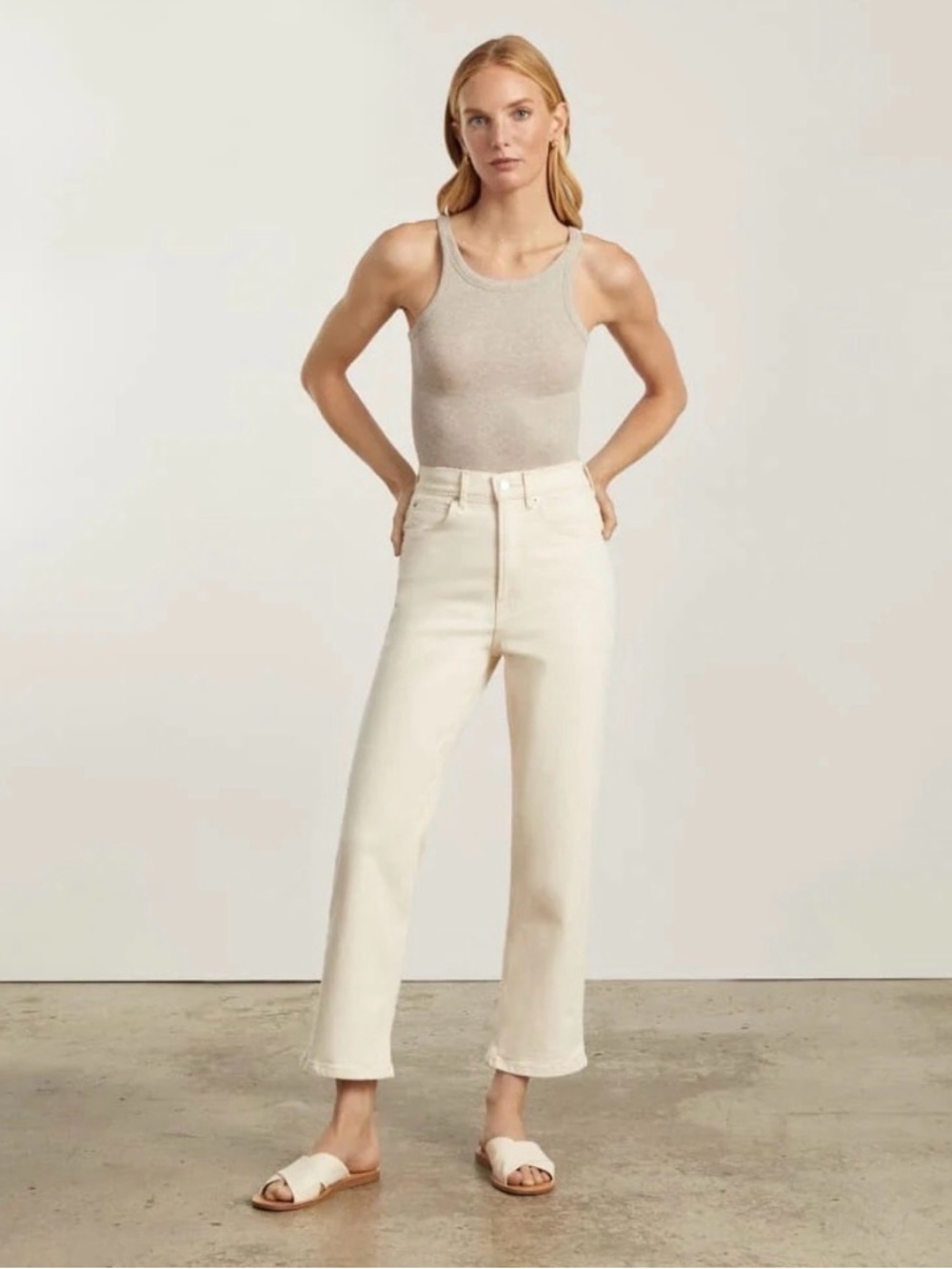 Everlane Way High Jeans in Ecru Size 26